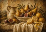 Tuscan Pear and Fig Fruit Still Life Wall Art Canvas Print