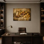 Tuscan Pear and Fig Fruit Still Life Wall Art Canvas Print displayed in a contemporary gallery-inspired room