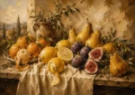 Tuscan Citrus and Fig Fruit Still Life Wall Art Canvas Print