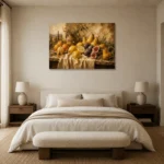 Tuscan Citrus and Fig Fruit Still Life Wall Art Canvas Print showcased in an elegant minimalist interior