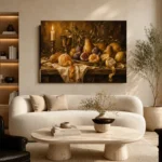 Candlelit Citrus and Fig Fruit Still Life Wall Art Canvas Print - Image 7