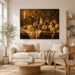 Candlelit Citrus and Fig Fruit Still Life Wall Art Canvas Print - Image 8