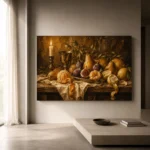 Candlelit Citrus and Fig Fruit Still Life Wall Art Canvas Print - Image 11