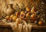 Rustic Citrus and Fig Fruit Still Life Wall Art Canvas Print