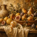 Rustic Citrus and Fig Fruit Still Life Wall Art Canvas Print