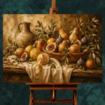 Rustic Citrus and Fig Fruit Still Life Wall Art Canvas Print - Image 2