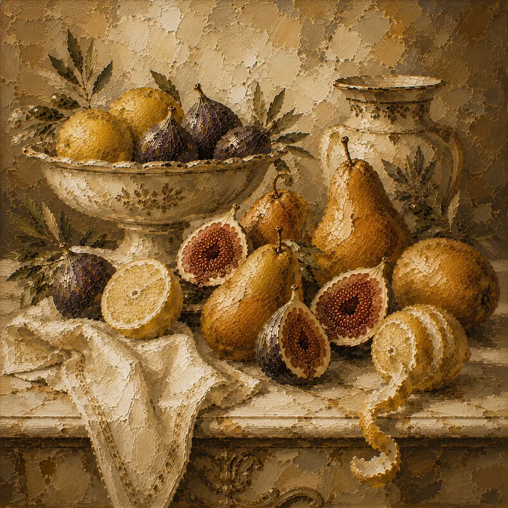 Classical Pear and Fig Fruit Still Life Wall Art Canvas Print