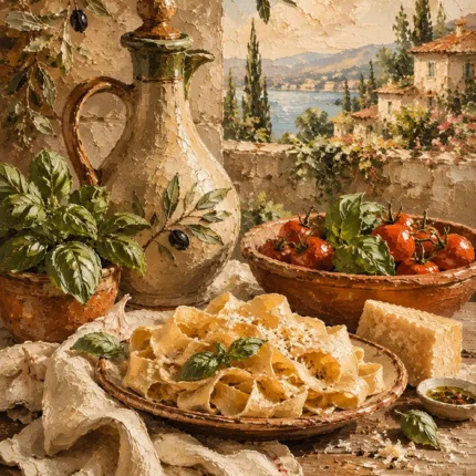 Tuscan Pasta Still Life Italian Dining Wall Art Canvas Print