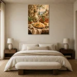 Tuscan Pasta Still Life Italian Dining Wall Art Canvas Print showcased in an elegant minimalist interior