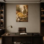 Olive Oil Pasta Still Life Italian Dining Wall Art Canvas Print displayed in a contemporary gallery-inspired room