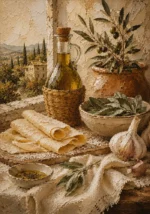 Olive Oil Pasta Sheets Italian Dining Wall Art Canvas Print