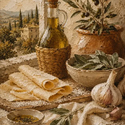 Olive Oil Pasta Sheets Italian Dining Wall Art Canvas Print