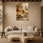 Lemon Grove Pasta Italian Dining Wall Art Canvas Print presented in a sophisticated home setting