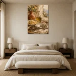 Lemon Grove Pasta Italian Dining Wall Art Canvas Print showcased in an elegant minimalist interior