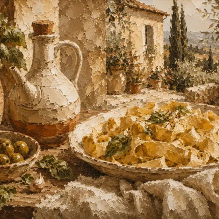 Tuscan Terrace Pasta Italian Dining Wall Art Canvas Print