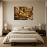 Tuscan Villa Pasta Still Life Italian Dining Wall Art Canvas Print showcased in an elegant minimalist interior