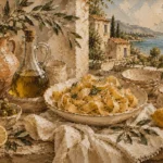 Coastal Lemon Pasta Italian Dining Wall Art Canvas Print
