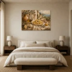 Coastal Lemon Pasta Italian Dining Wall Art Canvas Print showcased in an elegant minimalist interior