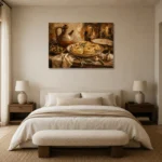 Evening Courtyard Pasta Italian Dining Wall Art Canvas Print showcased in an elegant minimalist interior