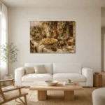 Courtyard Feast Table Italian Dining Wall Art Canvas Print styled in a refined neutral interior