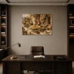 Courtyard Feast Table Italian Dining Wall Art Canvas Print displayed in a contemporary gallery-inspired room