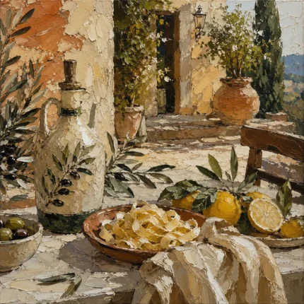 Lemon Courtyard Pasta Italian Dining Wall Art Canvas Print