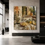 Lemon Courtyard Pasta Italian Dining Wall Art Canvas Print - Image 3