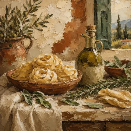 Rustic Herb Pasta Italian Dining Wall Art Canvas Print