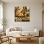 Rustic Herb Pasta Italian Dining Wall Art Canvas Print styled in a refined neutral interior