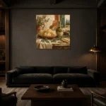 Rustic Herb Pasta Italian Dining Wall Art Canvas Print shown in a warm modern interior