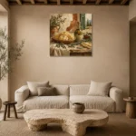 Rustic Herb Pasta Italian Dining Wall Art Canvas Print presented in a sophisticated home setting