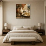 Olive Branch Pasta Sheets Italian Dining Wall Art Canvas Print showcased in an elegant minimalist interior