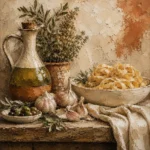 Olive Oil Garlic Pasta Italian Dining Wall Art Canvas Print