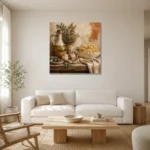 Olive Oil Garlic Pasta Italian Dining Wall Art Canvas Print styled in a refined neutral interior