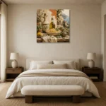 Amalfi Artichoke Pasta Italian Dining Wall Art Canvas Print showcased in an elegant minimalist interior