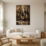 Tuscan Wine Still Life Wine Wall Art Canvas Print styled in a refined neutral interior