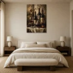 Tuscan Wine Still Life Wine Wall Art Canvas Print showcased in an elegant minimalist interior