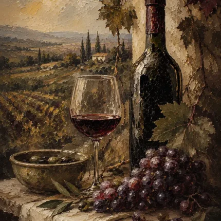 Tuscan Vineyard Wine Wall Art Canvas Print