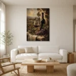 Tuscan Vineyard Wine Wall Art Canvas Print styled in a refined neutral interior