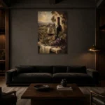 Tuscan Vineyard Wine Wall Art Canvas Print shown in a warm modern interior