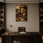Pouring Red Wine Wine Wall Art Canvas Print displayed in a contemporary gallery-inspired room