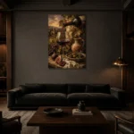 Pouring Red Wine Wine Wall Art Canvas Print shown in a warm modern interior