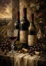 Vintage Wine Bottles Wine Wall Art Canvas Print