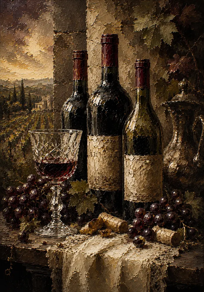 Vintage Wine Bottles Wine Wall Art Canvas Print