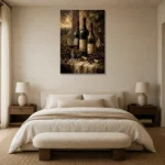 Vintage Wine Bottles Wine Wall Art Canvas Print showcased in an elegant minimalist interior