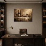 Wine Tasting Still Life Wine Wall Art Canvas Print displayed in a contemporary gallery-inspired room