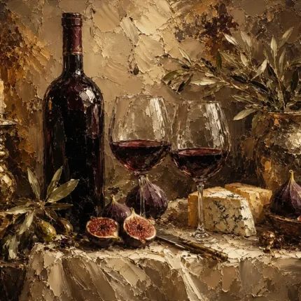 Candlelit Wine Table Wine Wall Art Canvas Print