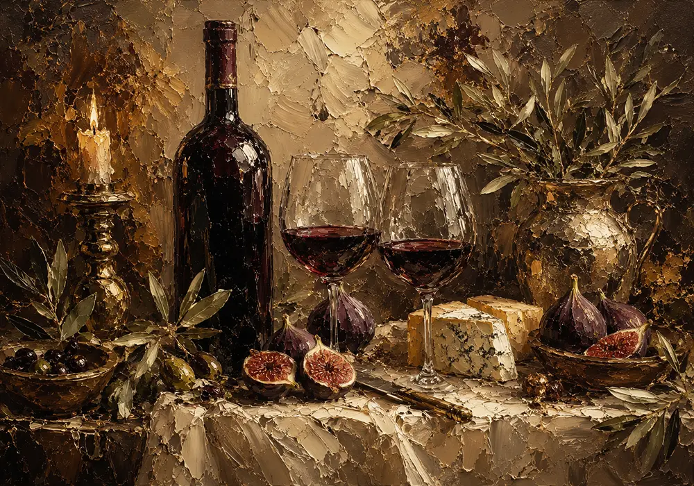 Candlelit Wine Table Wine Wall Art Canvas Print