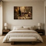 Candlelit Wine Table Wine Wall Art Canvas Print showcased in an elegant minimalist interior