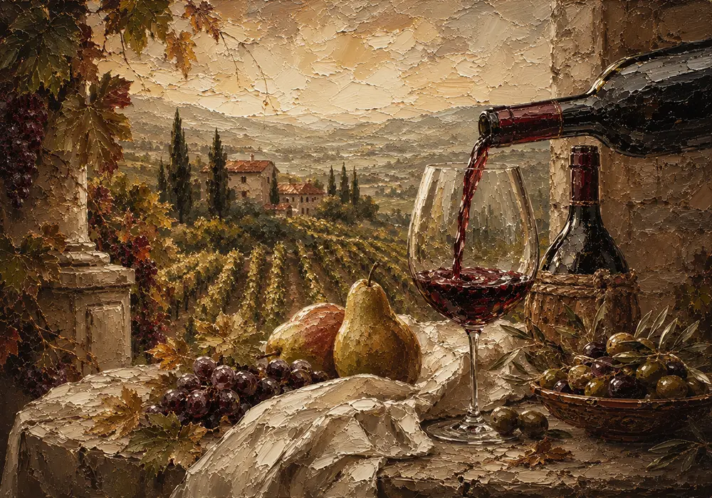 Tuscan Terrace Wine Wall Art Canvas Print